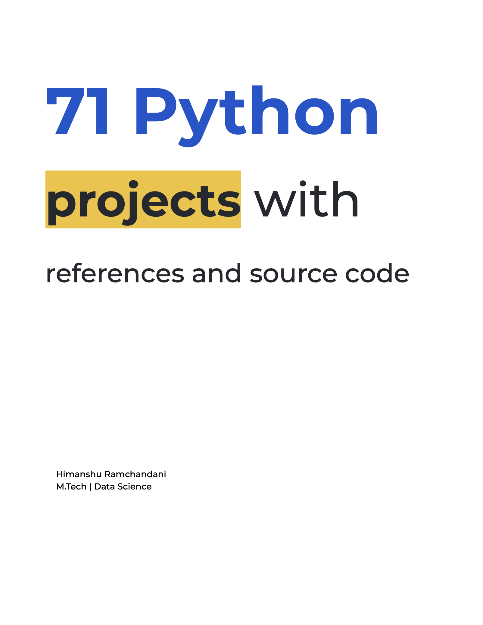 Cover image for 71 Python projects with source code