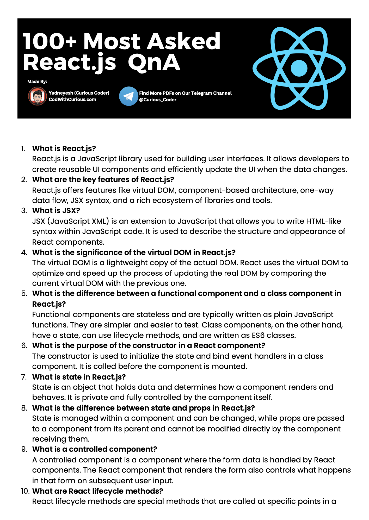 100 Most Asked React.js  QnA