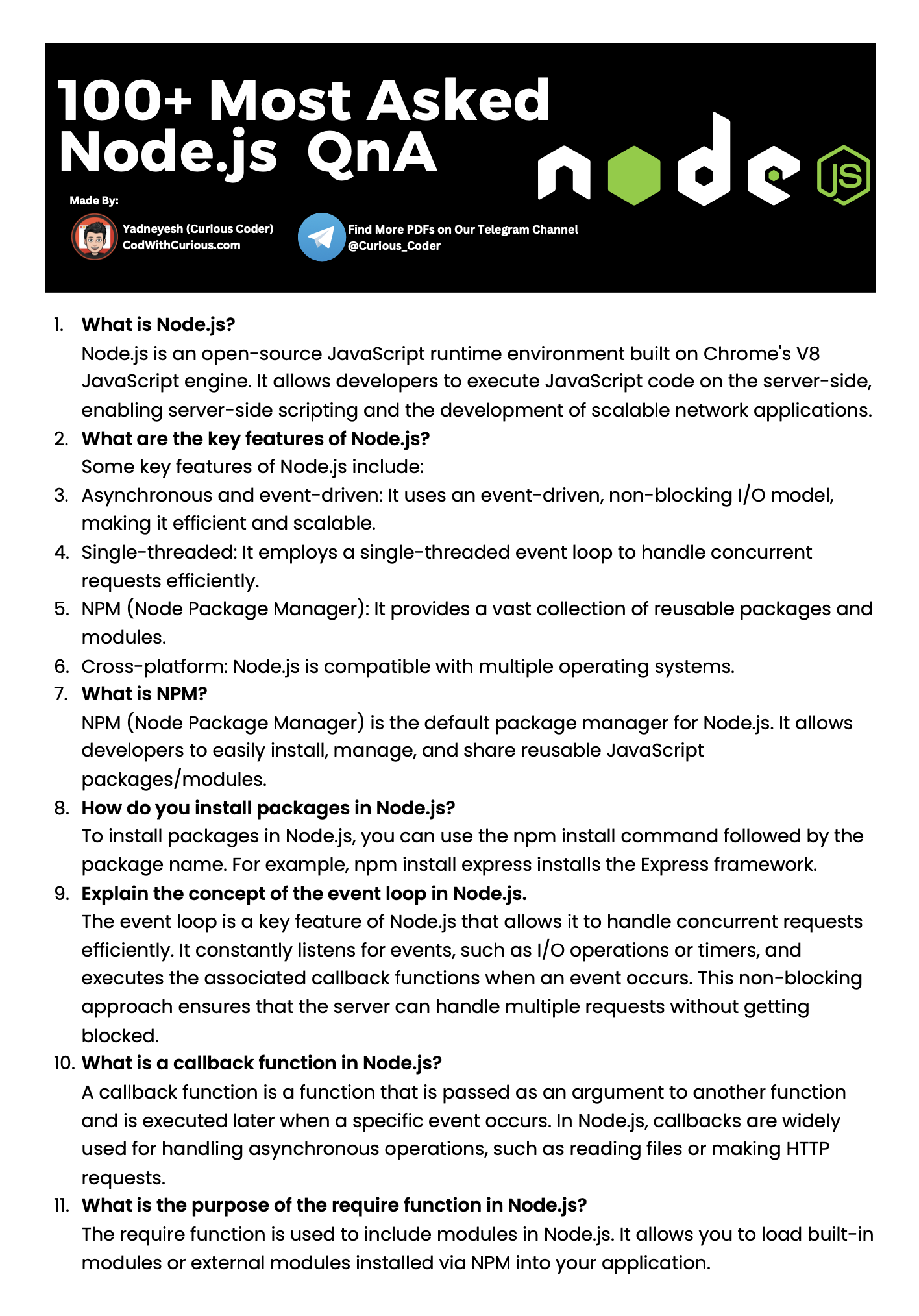 100 Most Asked NODE.JS  QnA